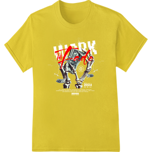 Rebel Robotic Skeleton: Edgy Graffiti DTF Print Heat Transfer showcasing advanced dtf printer technology