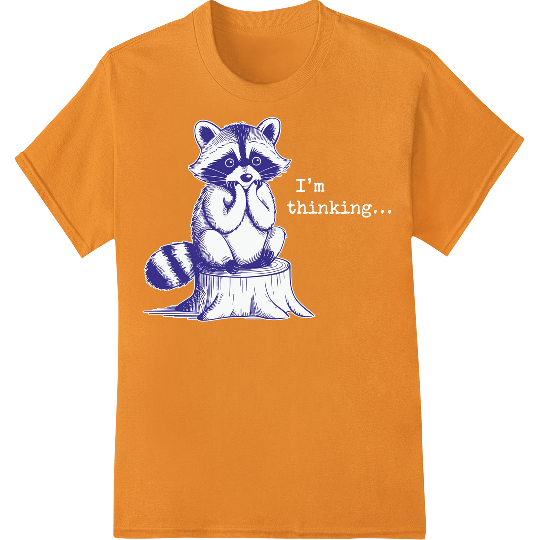 Adorable Raccoon: Playful Cartoon Design for DTF Prints on orange shirt - SUPERDTF-DTF Prints-DTF Transfers-Custom DTF Prints