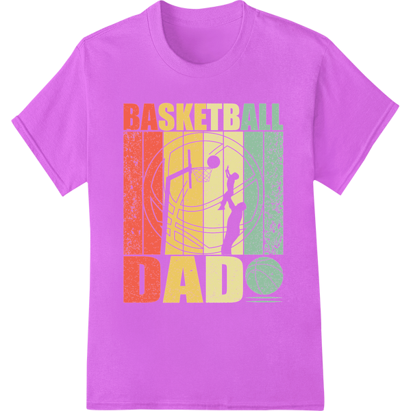 Retro Basketball Dad DTF Print Heat Transfer | Father's Day on purple shirt - SUPERDTF-DTF Prints-DTF Transfers-Custom DTF Prints