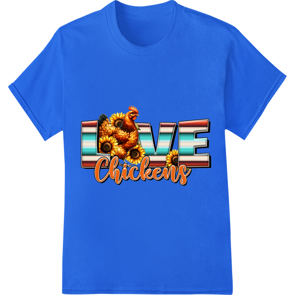 Adorable 'Love Chickens' DTF Print Heat Transfer | Farm Fun on blue shirt - SUPERDTF-DTF Prints-DTF Transfers-Custom DTF Prints