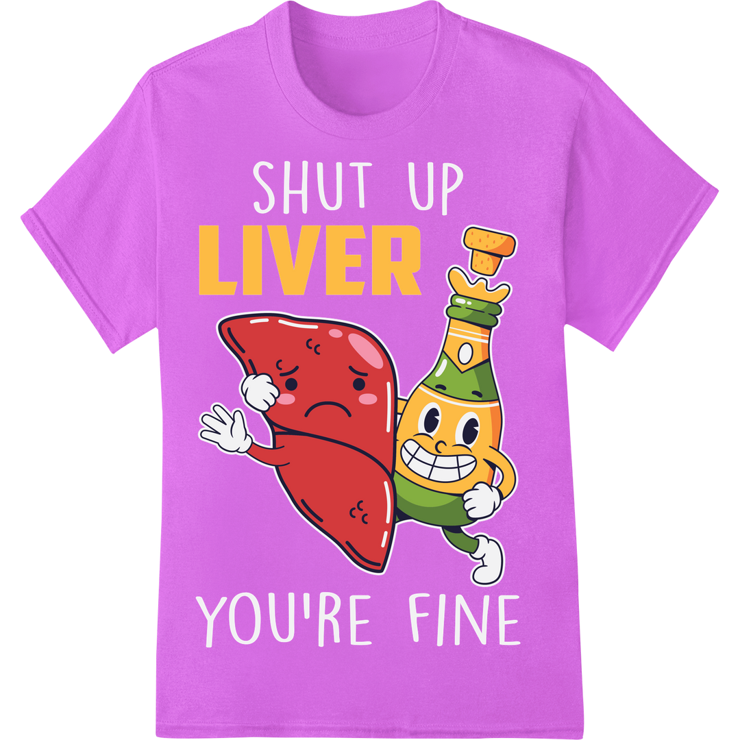 Hilarious 'Liver Characters' Heat Transfer Print | Funny Beer on purple shirt - SUPERDTF-DTF Prints-DTF Transfers-Custom DTF Prints