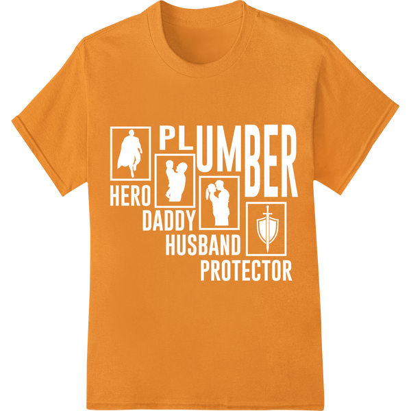 Plumbing Tools Pattern DTF Print Heat Transfer | Plumber on orange shirt - SUPERDTF-DTF Prints-DTF Transfers-Custom DTF Prints