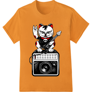 Punk Rock Cat - Edgy Feline Rocker Heat Transfer Design enhanced with professional vibrant DTF prints