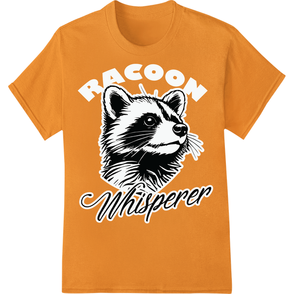 Witty Whiskers: Playful Raccoon DTF Print Heat Transfer on orange shirt - SUPERDTF-DTF Prints-DTF Transfers-Custom DTF Prints