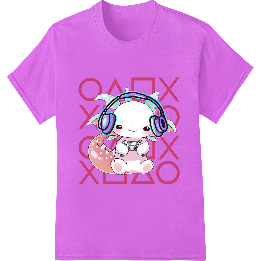 Adorable Kawaii Axolotl Valentine's Day DTF Print Transfer on purple shirt - SUPERDTF-DTF Prints-DTF Transfers-Custom DTF Prints