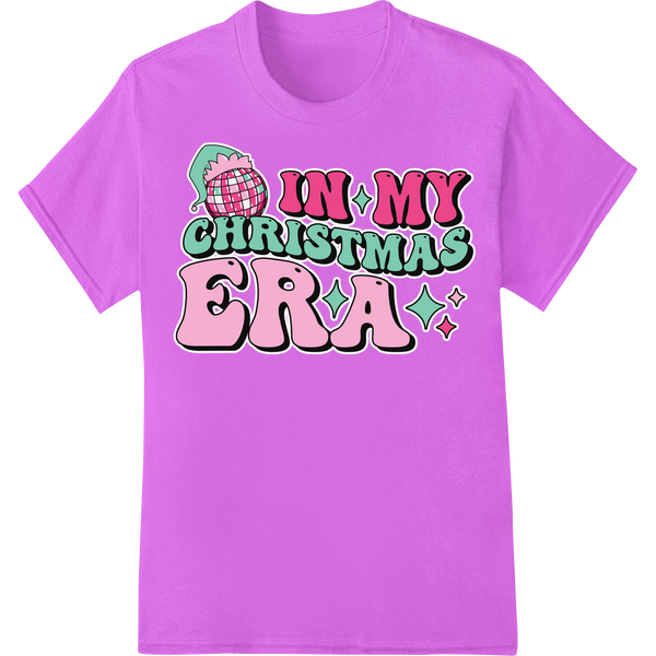 Retro 'In My Christmas Era' Funky Festive DTF Print Transfer on purple shirt - SUPERDTF-DTF Prints-DTF Transfers-Custom DTF Prints