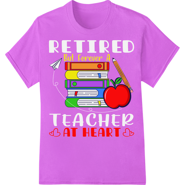 Adorable 'But Forever At Heart' Books & Apple DTF Print on purple shirt - SUPERDTF-DTF Prints-DTF Transfers-Custom DTF Prints