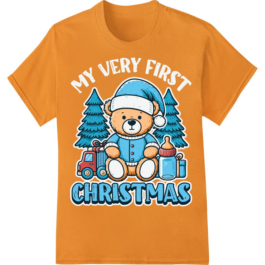 Adorable Snowman Christmas DTF Print Heat Transfer on orange shirt - SUPERDTF-DTF Prints-DTF Transfers-Custom DTF Prints