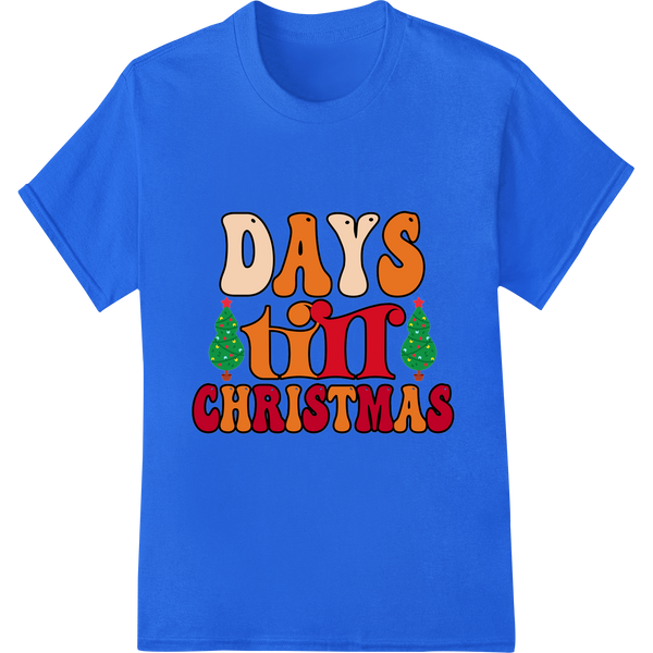 Countdown to Christmas: Festive DTF Transfer Print on blue shirt - SUPERDTF-DTF Prints-DTF Transfers-Custom DTF Prints