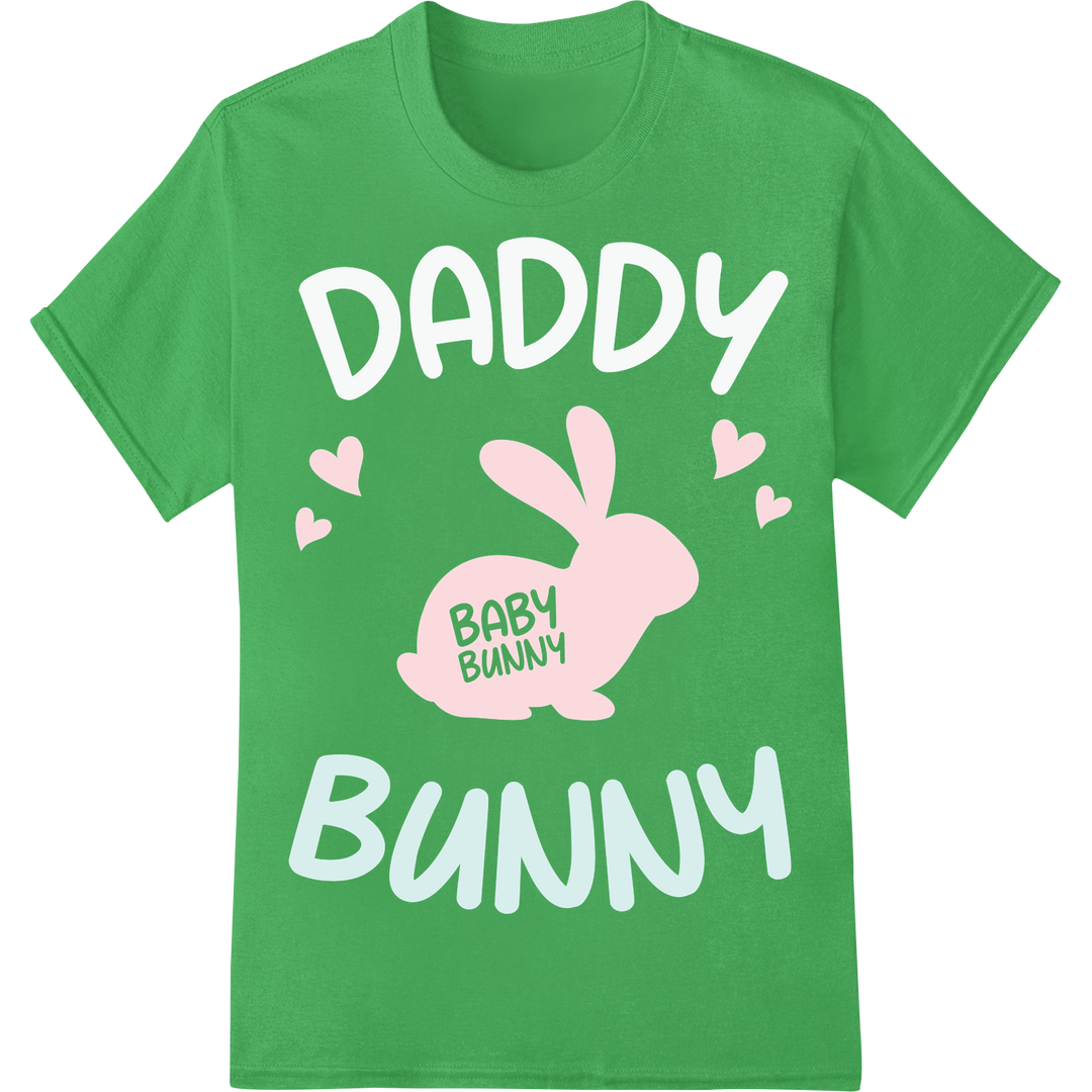 Adorable Baby Bunny Easter DTF Print Heat Transfer on green shirt - SUPERDTF-DTF Prints-DTF Transfers-Custom DTF Prints