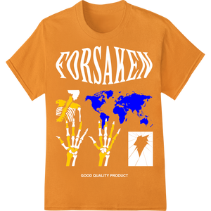 Vibrant World Map: Stylish DTF Print Heat Transfer enhanced with professional DTF printing service