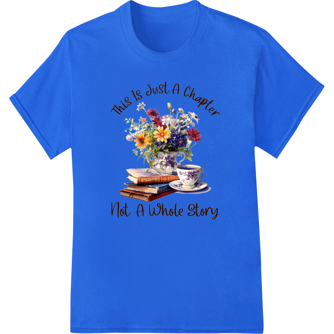 Gardener's Delight: Floral Teacup DTF Print Heat Transfer on blue shirt - SUPERDTF-DTF Prints-DTF Transfers-Custom DTF Prints