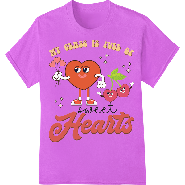 Adorable Valentine's Day Teacher Gift: Full of Sweet Hearts on purple shirt - SUPERDTF-DTF Prints-DTF Transfers-Custom DTF Prints