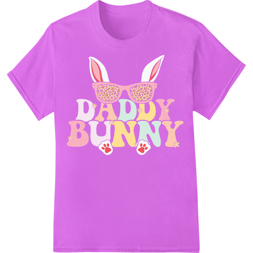 Retro 'Daddy Bunny' Easter DTF Print Heat Transfer on purple shirt - SUPERDTF-DTF Prints-DTF Transfers-Custom DTF Prints