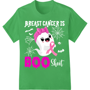 Spook Up Your Style with Pink Ghost Cartoon DTF Print on green shirt - SUPERDTF-DTF Prints-DTF Transfers-Custom DTF Prints