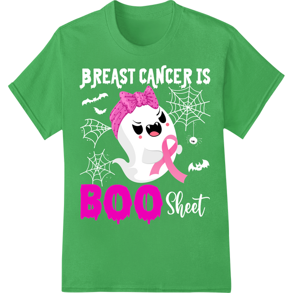 Spook Up Your Style with Pink Ghost Cartoon DTF Print on green shirt - SUPERDTF-DTF Prints-DTF Transfers-Custom DTF Prints