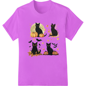 Durable DTF printing technology applied to Playful Halloween Cats with Pumpkins - DTF Print Design