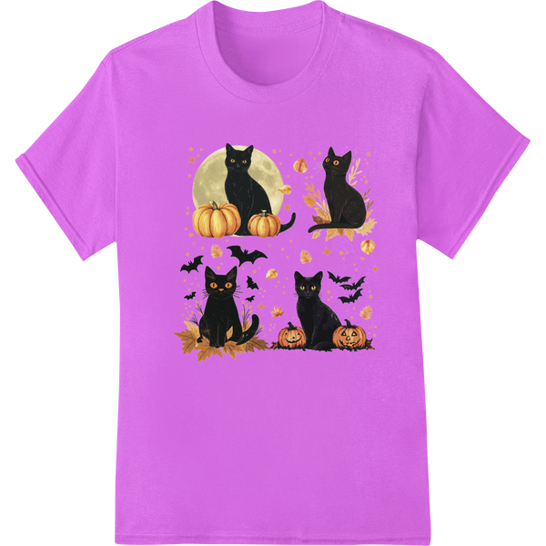 Durable DTF printing technology applied to Playful Halloween Cats with Pumpkins - DTF Print Design