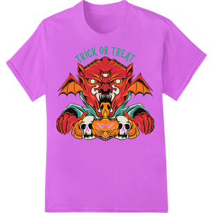 Custom DTF transfers design - Scary Demon Pumpkin - Trick or Treat Halloween DTF Print