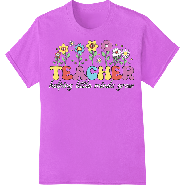 Retro Teacher Whimsical Floral DTF Print Heat Transfer on purple shirt - SUPERDTF-DTF Prints-DTF Transfers-Custom DTF Prints