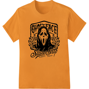 Ghostface Slasher: Hauntingly Fresh DTF Print Heat Transfer enhanced with professional custom apparel