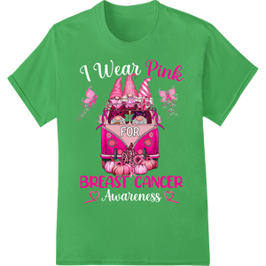 Retro Pink VW Bus Breast Cancer Awareness Heat Transfer on green shirt - SUPERDTF-DTF Prints-DTF Transfers-Custom DTF Prints