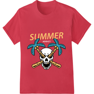 Vibrant customized apparel print on Skull & Palms: Edgy Summer Vibes Heat Transfer