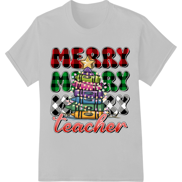 Joyful Teacher Christmas Cheer | Festive DTF Heat Transfer on white shirt - SUPERDTF-DTF Prints-DTF Transfers-Custom DTF Prints