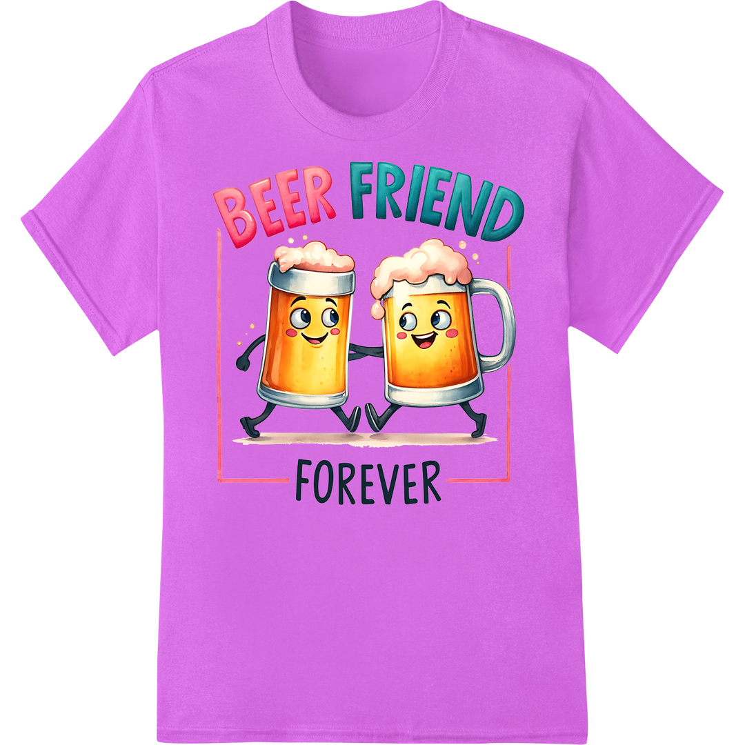 Cheers to Beer Buds: Adorable 'Beer Friend Forever' DTF Print on purple shirt - SUPERDTF-DTF Prints-DTF Transfers-Custom DTF Prints