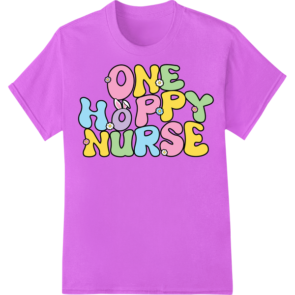 One Hoppy Nurse - Cute Easter DTF Print for Scrubs & Gifts on purple shirt - SUPERDTF-DTF Prints-DTF Transfers-Custom DTF Prints