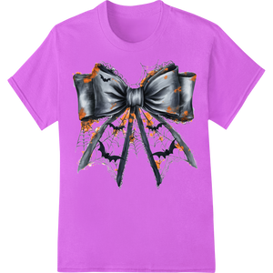 Durable customized apparel applied to Spooky Spiderweb Bow Halloween Heat Transfer Graphic