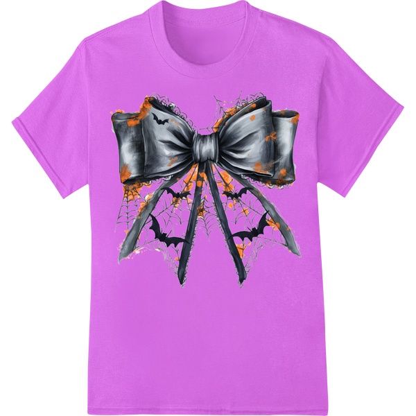 Spooky black and red spiderweb bow graphic design, perfect for Halloween direct-to-film heat transfers and custom t-shirt...