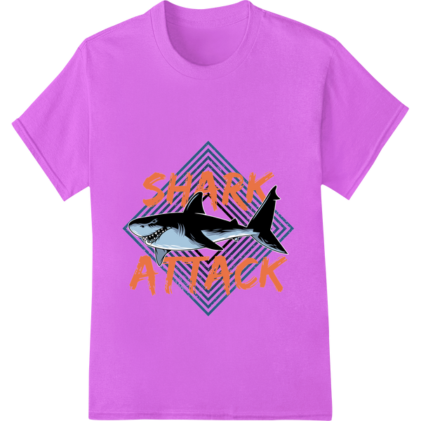 Fierce 'Shark Attack' Heat Transfer Design from Super DTF featuring professional vibrant DTF prints