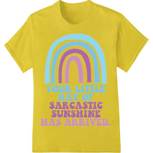 Sarcastic Sunshine: Witty Rainbow DTF Print Heat Transfer on yellow shirt - SUPERDTF-DTF Prints-DTF Transfers-Custom DTF Prints