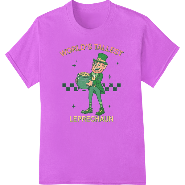 Retro World's Tallest Leprechaun St. Patrick's Day DTF Print on purple shirt - SUPERDTF-DTF Prints-DTF Transfers-Custom DTF Prints