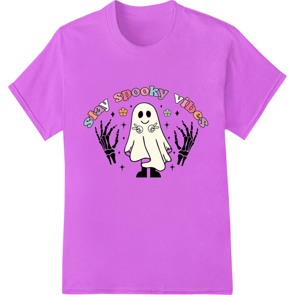 Expert apparel decoration craftsmanship on Embrace Your Spooky Side: Playful Skeleton Halloween Print