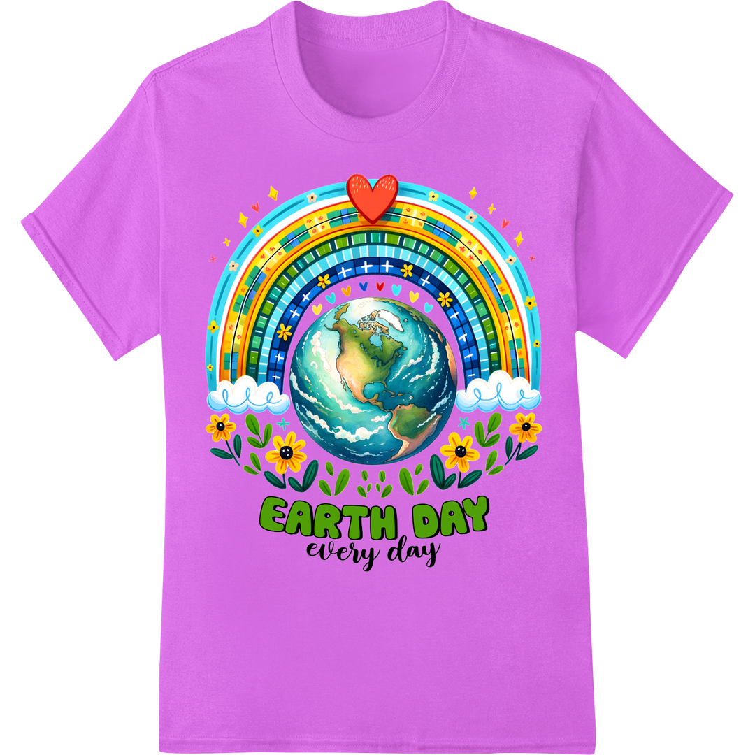 Vibrant Earth Day Every Day DTF Print Heat Transfer on purple shirt - SUPERDTF-DTF Prints-DTF Transfers-Custom DTF Prints