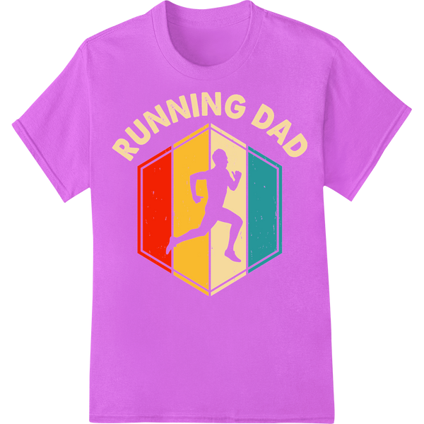 Retro Running Dad DTF Print Father's Day Gift Heat Transfer on purple shirt - SUPERDTF-DTF Prints-DTF Transfers-Custom DTF Prints