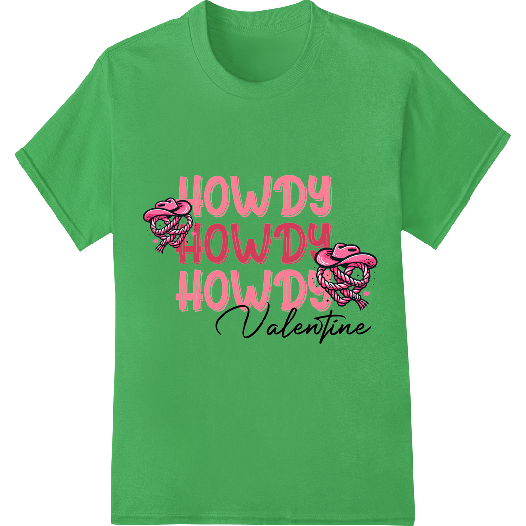 Wrangle Hearts with our Playful Western Valentine's DTF Print on green shirt - SUPERDTF-DTF Prints-DTF Transfers-Custom DTF Prints