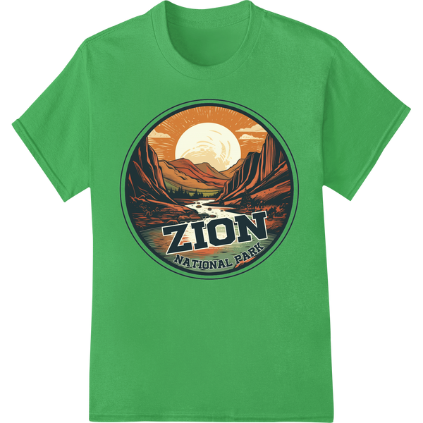 Discover Zion's Majestic Beauty With This Stunning Print on green shirt - SUPERDTF-DTF Prints-DTF Transfers-Custom DTF Prints