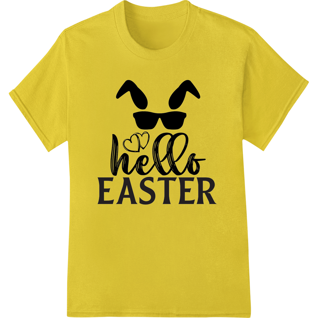 Hop into Easter with Bunny Shades DTF Print Heat Transfer on yellow shirt - SUPERDTF-DTF Prints-DTF Transfers-Custom DTF Prints