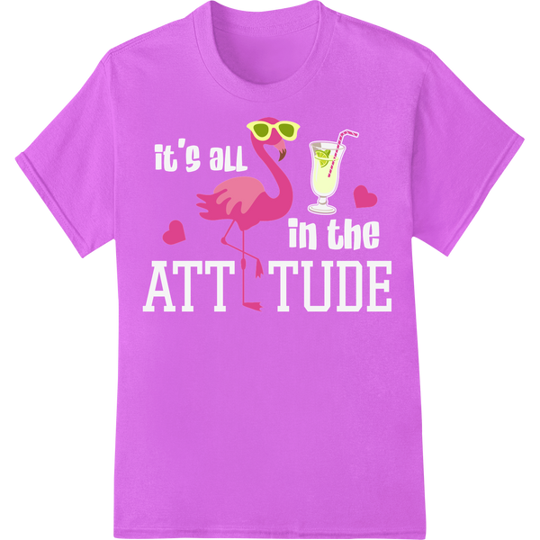 Retro Flamingo Summer Vibes Heat Transfer Print | Super DTF on purple shirt - SUPERDTF-DTF Prints-DTF Transfers-Custom DTF Prints