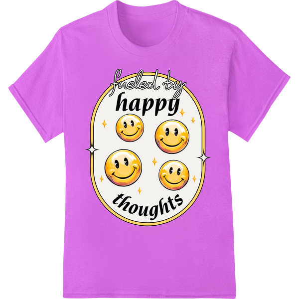 Retro Happy Thoughts Emoji DTF Print Heat Transfer on purple shirt - SUPERDTF-DTF Prints-DTF Transfers-Custom DTF Prints