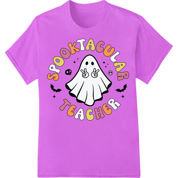 Spooktacular Ghost Teacher Halloween DTF Print Transfer on purple shirt - SUPERDTF-DTF Prints-DTF Transfers-Custom DTF Prints