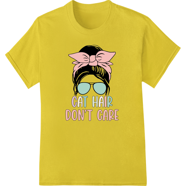 Sassy Cat Mom - Retro Sunglasses Cat DTF Print Transfer on yellow shirt - SUPERDTF-DTF Prints-DTF Transfers-Custom DTF Prints