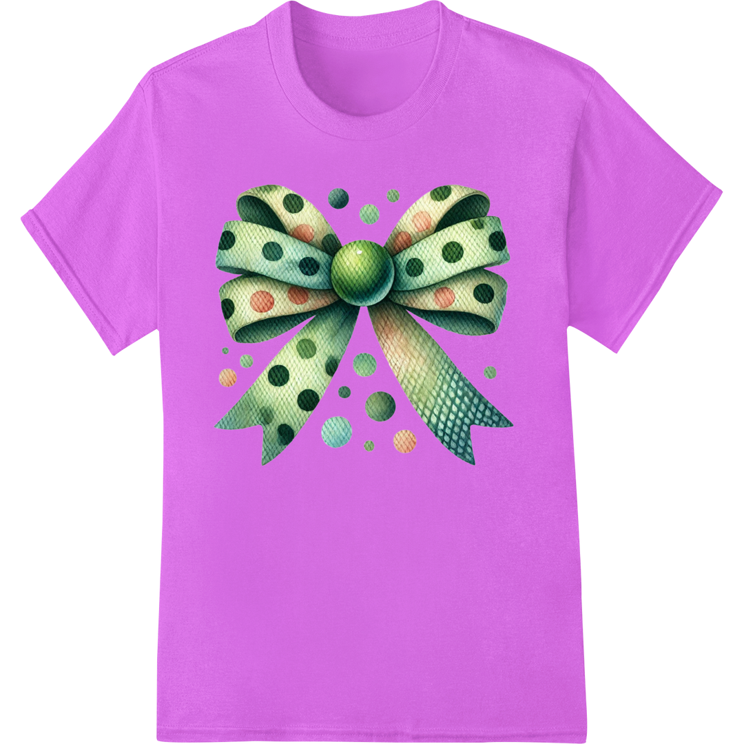 Shamrock & Roll: Polka Dot Bow St. Patrick's Day DTF Print on purple shirt - SUPERDTF-DTF Prints-DTF Transfers-Custom DTF Prints