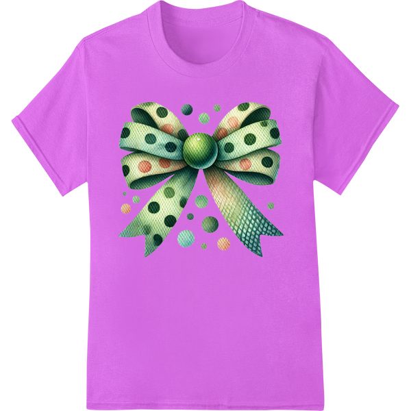 Shamrock & Roll: Polka Dot Bow St. Patrick's Day DTF Print on purple shirt - SUPERDTF-DTF Prints-DTF Transfers-Custom DTF Prints