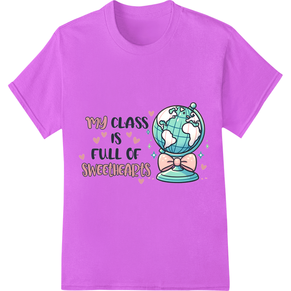 Adorable 'My Class is Full of Sweethearts' Teacher Valentine on purple shirt - SUPERDTF-DTF Prints-DTF Transfers-Custom DTF Prints