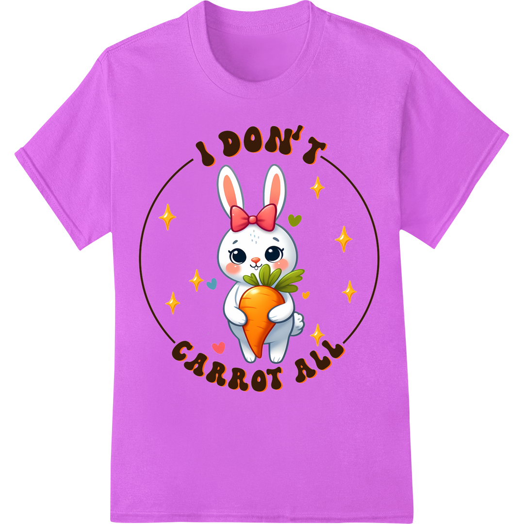 Funny Easter Bunny 'I DON'T CARROT ALL' DTF Print Transfer on purple shirt - SUPERDTF-DTF Prints-DTF Transfers-Custom DTF Prints