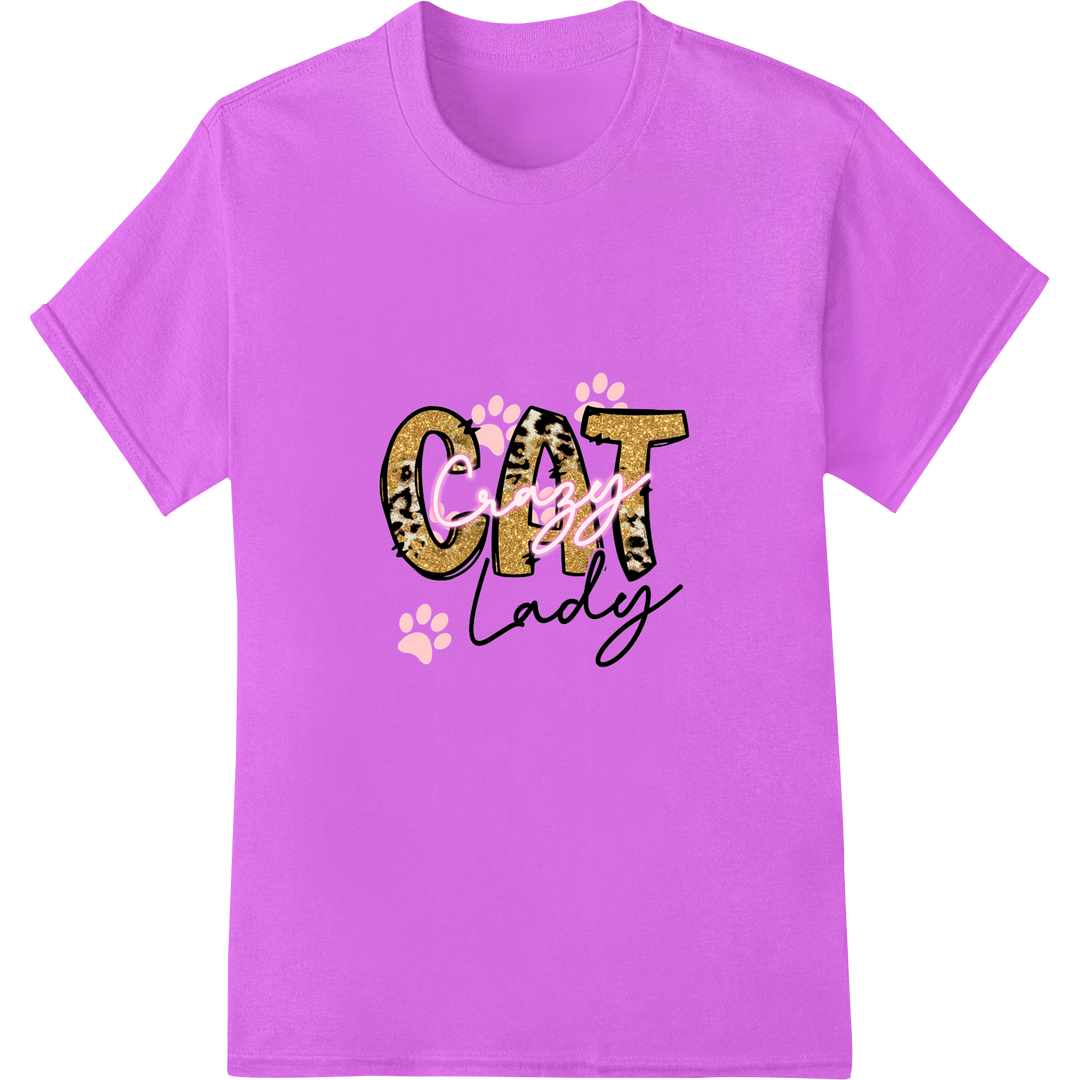 Purrfect 'Cat Lady' Heat Transfer Print for Feline Lovers on purple shirt - SUPERDTF-DTF Prints-DTF Transfers-Custom DTF Prints